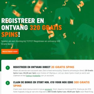 Toto Free Spins no deposit welkomstbonus