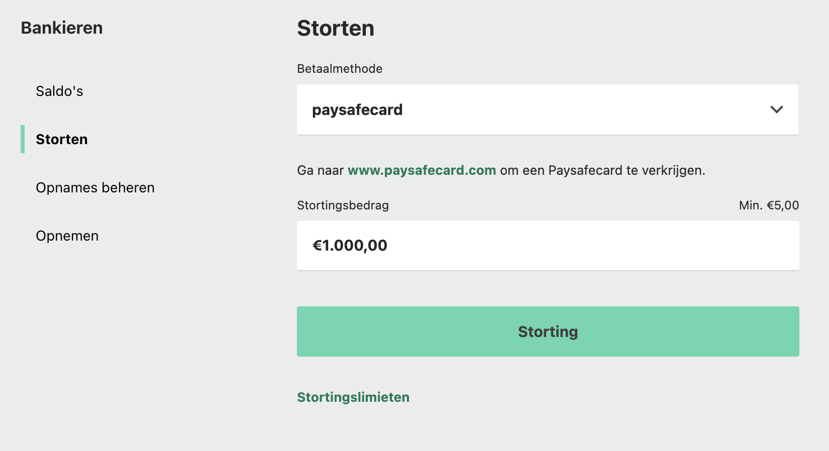 paysafe storting gemaakt bij bet365