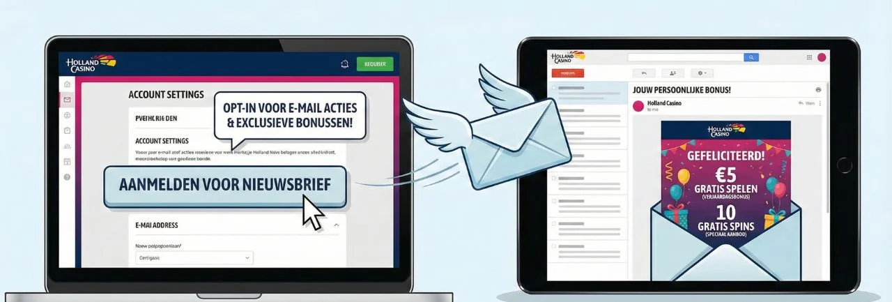Ontvang no deposit bonussen van holland casino in je email bij toestemming