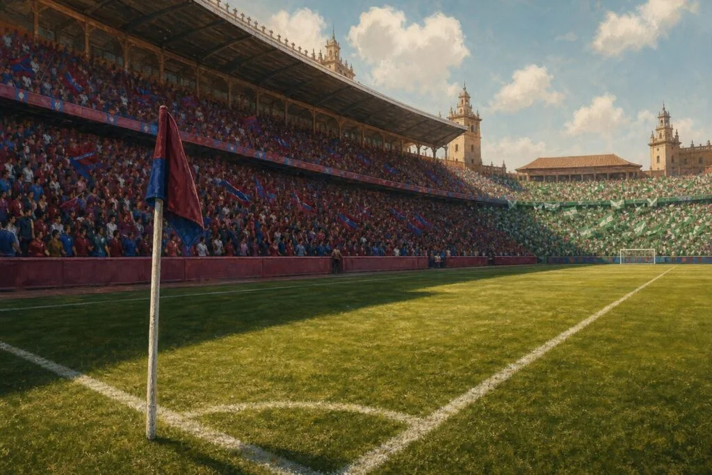 De hoekvlag in Valencia met het groen-witte uitvak, illustratie