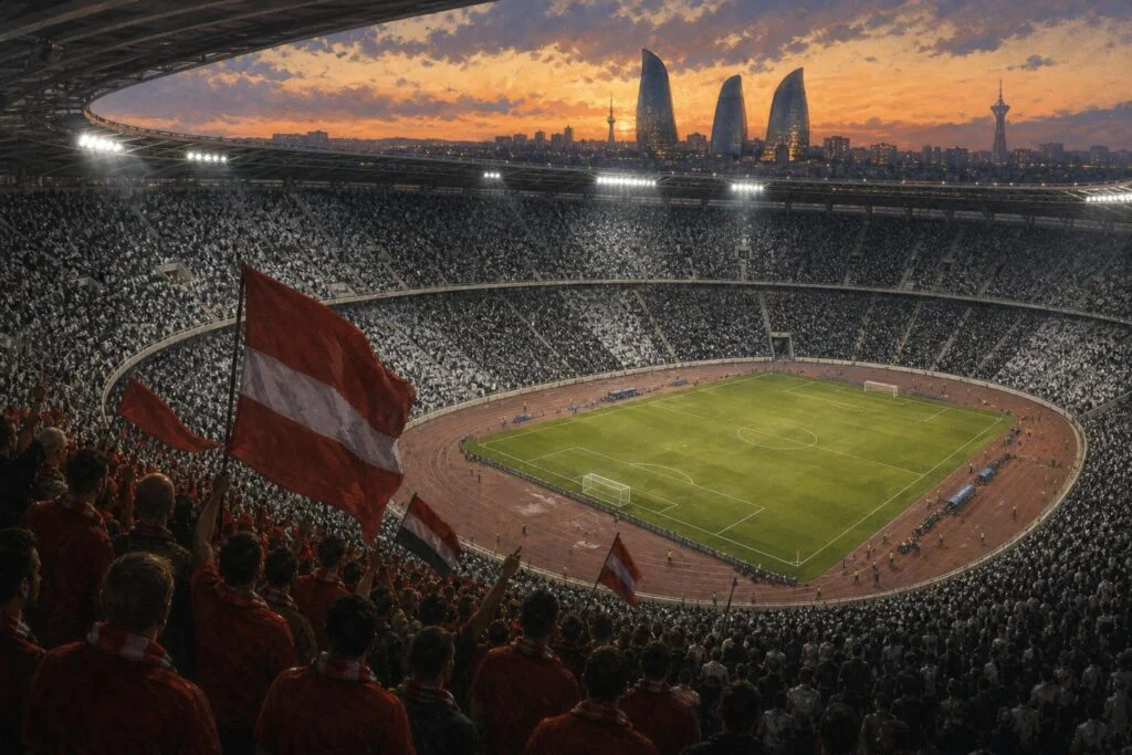 Het uitvak van FC Twente in Bakoe, illustratie