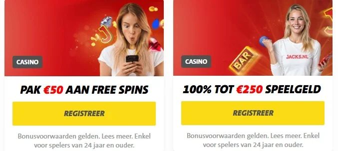 De welkomstbonussen van JACKS.NL.